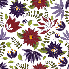 Seamless pattern with floral romantic elements.