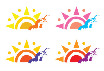 Sun cloud logo isolated design