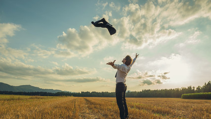 Joyful businessman celebrating his success