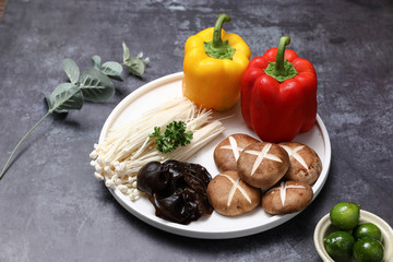 Bell pepper, mushroom, needle mushroom, agaric