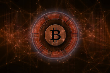 Bitcoin & blockchain artwork red