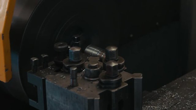 Steel Turning cylinder close up