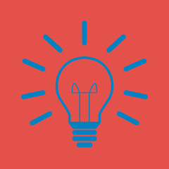 Gl&uuml;hbine mit Strahlen - Icon, Symbol, Piktogramm, grafisches Element - rot, blau