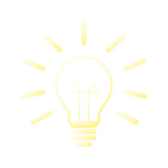 Gl&uuml;hbine mit Strahlen - Icon, Symbol, Piktogramm, grafisches Element - gelb 
