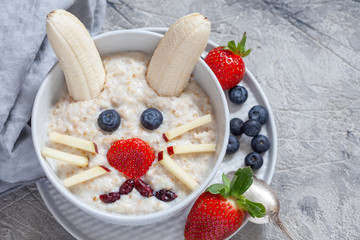 Easter Bunny rabbit porridge breakfast