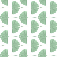 Floral seamless pattern with realistic japanese gingko biloba leaves, vintage pastel green texture for design, fabric print, wallpaper in vector