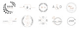 Wedding monogram logos collection, hand drawn modern minimalistic and floral templates for Invitation cards, Save the Date, elegant identity for restaurant, boutique, cafe in vector