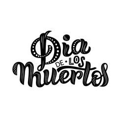 Dia de los Muertos Day of the Dead Holiday card or poster with bright and graphic elements and lettering. Vector illustration made by hand