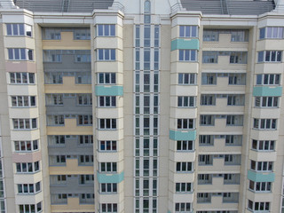 Moscow city, Nekrasovka district, view of the facade of a multistory building, background