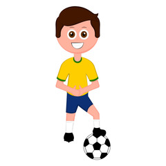 Soccer player with a soccer ball and the Brazilian uniform. Vector illustration design