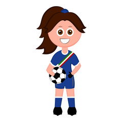 Female soccer player with a soccer ball. Vector illustration design