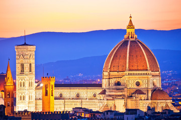 Fototapeta na wymiar Florence Duomo aerial sunset view