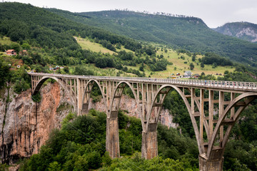 Fototapeta na wymiar View of the Djurdjevic bridge above Tara river