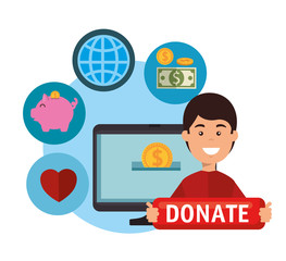 computer with charity donation online