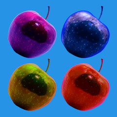 pop art styled photo of four apples