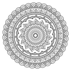 Vector illustration of a black and white mandala anti stress for coloring book