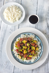 Portion of poke - traditional Hawaiian dish