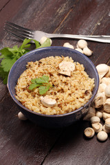 risotto with mushrooms, fresh herbs and parmesan cheese