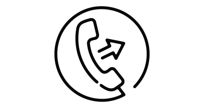 Calling line icon motion graphic animation with alpha channel.