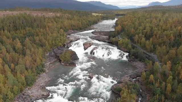 M&radic;&bull;lselvfossen is a powerful waterfall in the north of Norway near Bardufoss in the region Troms. The river M&radic;&bull;lselva drops down over 10 meters, in two steps, with a great power.