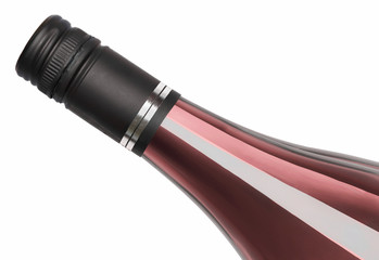 Bottle of rose wine with screw cap isolated on a white background