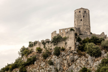 Fototapeta na wymiar Citadel Pocitelj in Bosnia and Herzegovina, located in the valley of the river Neretva, built by King Tvrtko I of Bosnia in 1383
