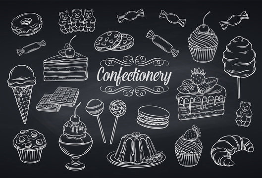 set confectionery and sweets icons