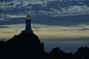 La Corbiere lighthouse, Jersey, U.K.
Coastal structure at dusk.