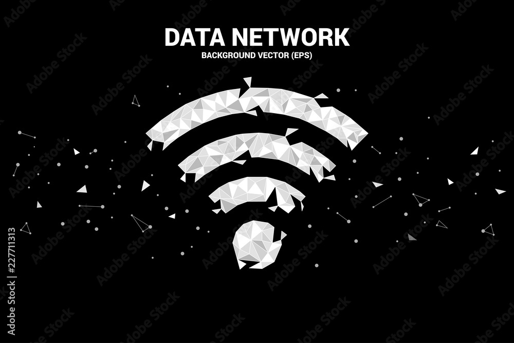 Poster Vector Polygon mobile data icon. Concept for data transfer of  mobile and wi-fi data network.