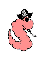 pirat kapitän seeräuber säbel meer schiff boot matrose augenklappe wurm comic cartoon clipart design cool raupe regenwurm glücklich schlange klein ekelig regen