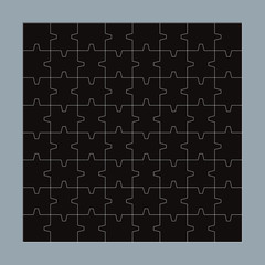 Black 64 Puzzles Pieces Arranged in a Square