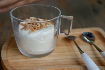 coconut ice cream on table