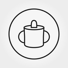 Obraz premium Baby mug for feeding. Universal Icon. Vector. Editable Thin line.