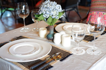 table set up for party
