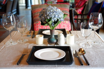 table set up for party