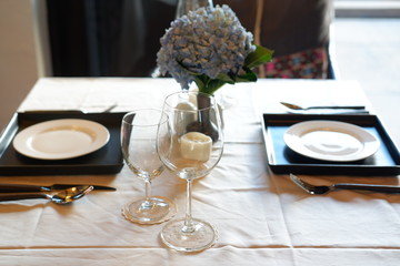 table set up for party