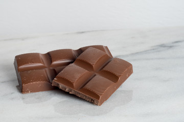closeup of a chocolate bar isolated on white background