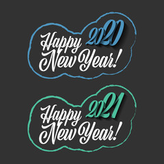Happy New Year 2020-2021 sign on the black