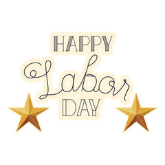 happy labor day with star isolated icon