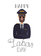man pilot celebrating the labor day avatar character