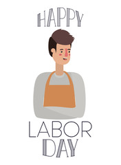 young man with apron celebrating the labor day avatar character