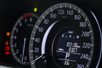 Fototapeta premium Close up image of modern car dashboard