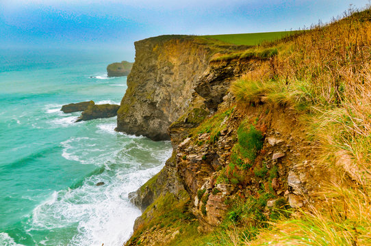 cliffs of the south east of England. North Cliffs, Camborne, UK.