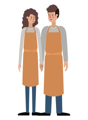 couple with apron avatar character