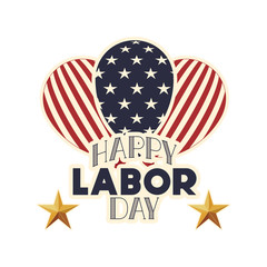 happy labor day with balloons isolated icon