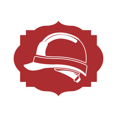 cute builder helmet with emblem isolated icon