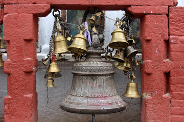 Obraz premium The bells around Boudhanath Stupa complex in Kathmandu