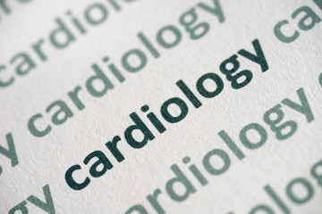 word cardiology printed on  paper macro