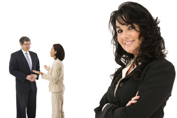 business woman with her team in background