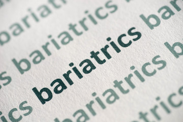 word bariatrics printed on  paper macro